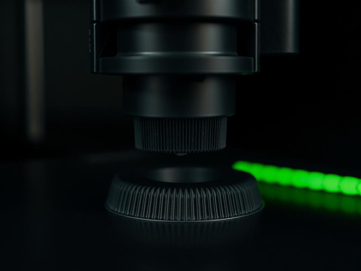 Bico de impressora 3D depositando filamento em peça preta fosca